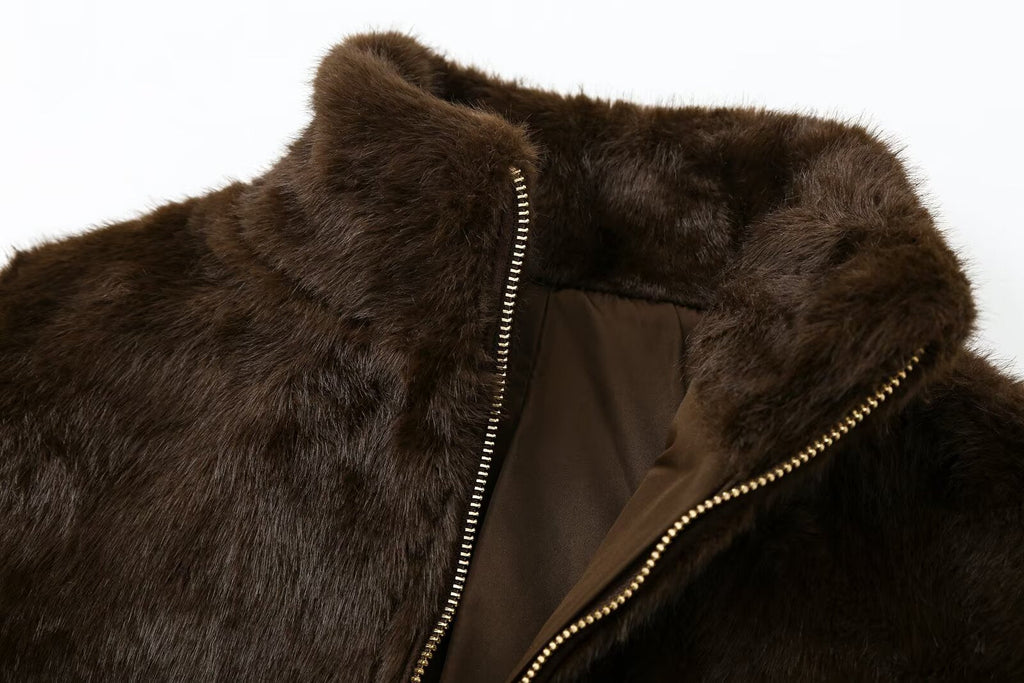 Women's patchwork faux fur effect jacket Coat