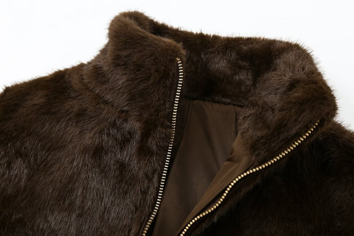 Women's patchwork faux fur effect jacket Coat