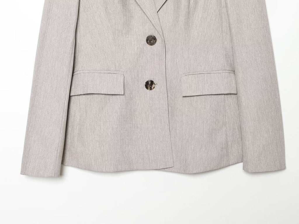 set woman 2 pieces casual linen blend pleated Blazer Coat +Pants