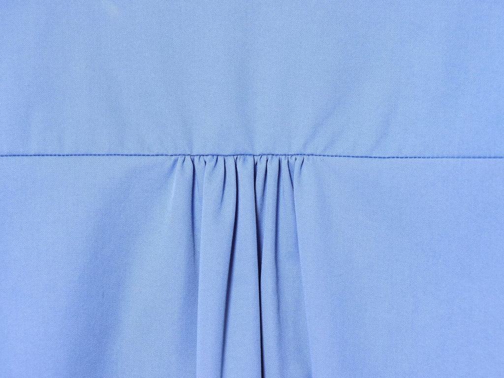 Women's O Neck zipper balloon sleeve poplin shirt