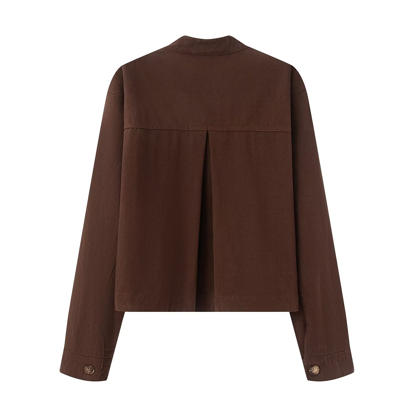 Women's casual stand collar twill coat