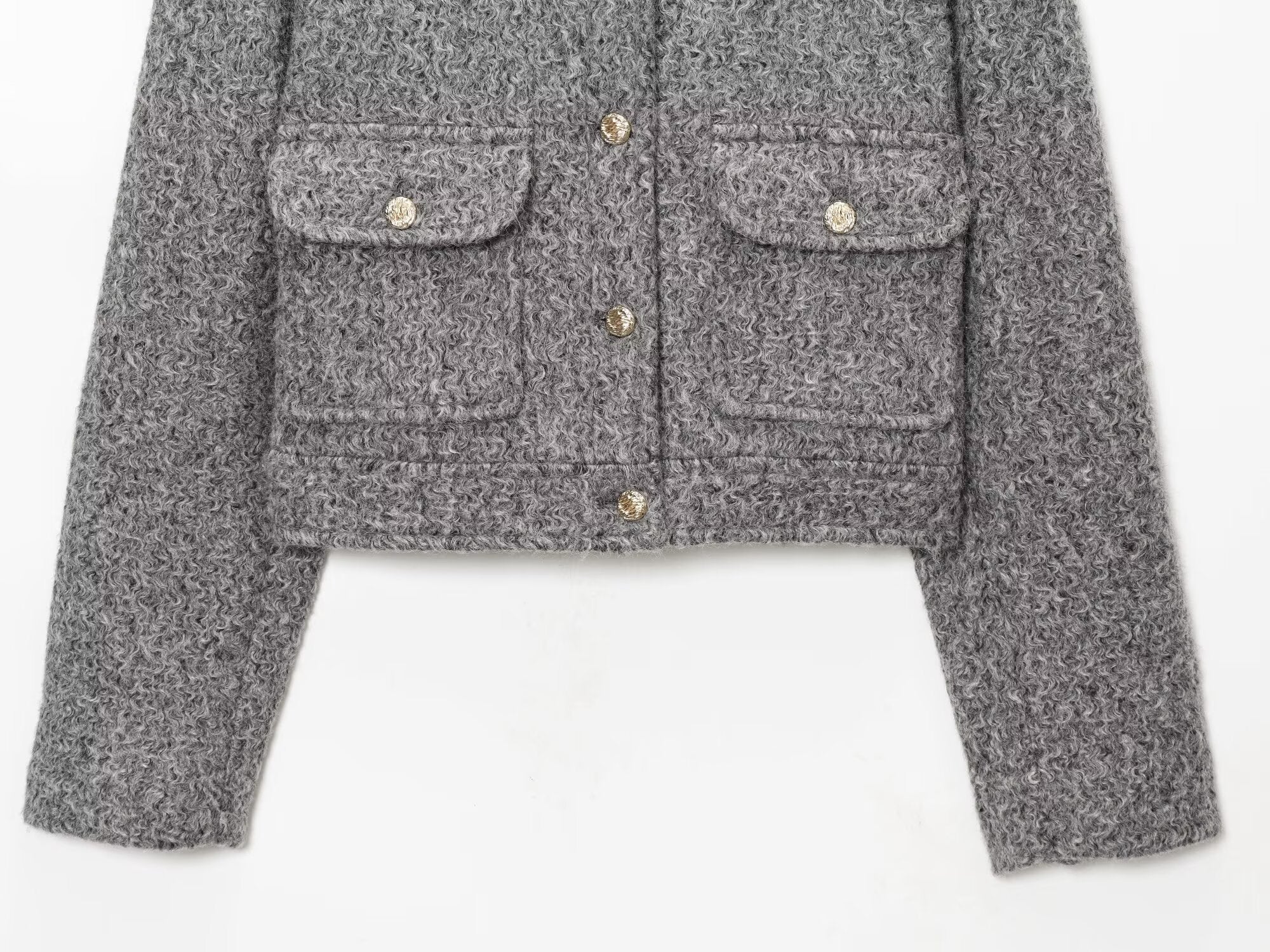 Women's O Neck single breasted woolen jacket Coat