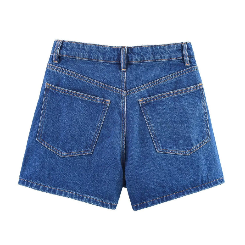Women's new fashion cross waist design casual denim shorts
