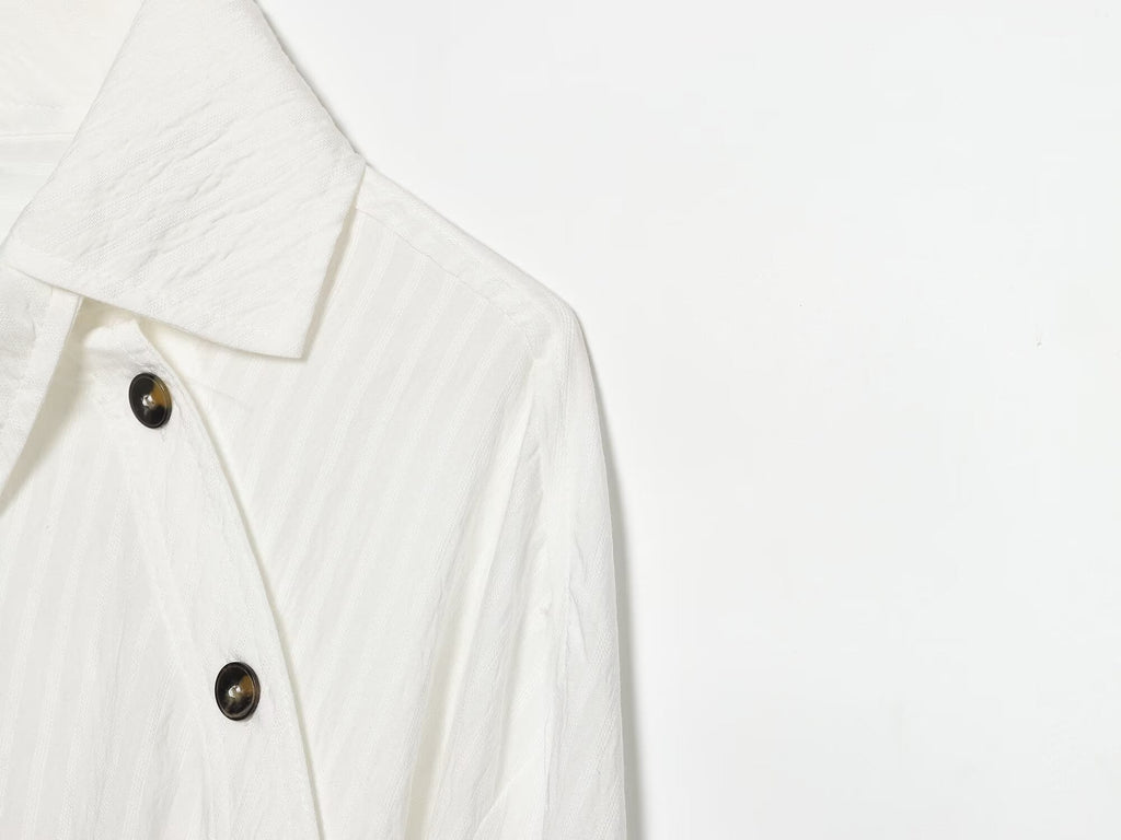 Women's casual striped cross Button-up shirt