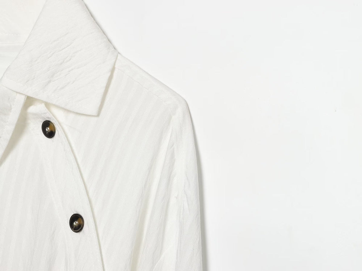 Women's casual striped cross Button-up shirt