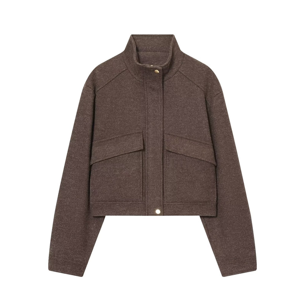 New Women's Casual Stand Collar Long Sleeve Jacket