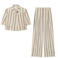 suit Women's 2 pieces short striped Blazer Coat +Pants