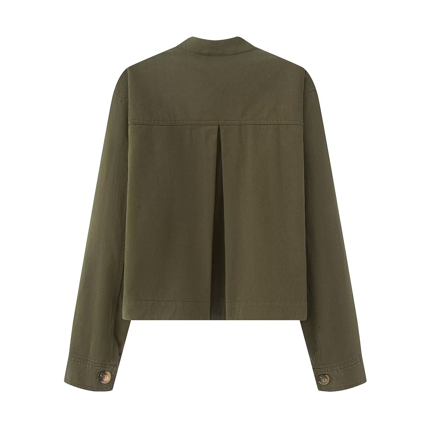 Women's casual stand collar twill coat