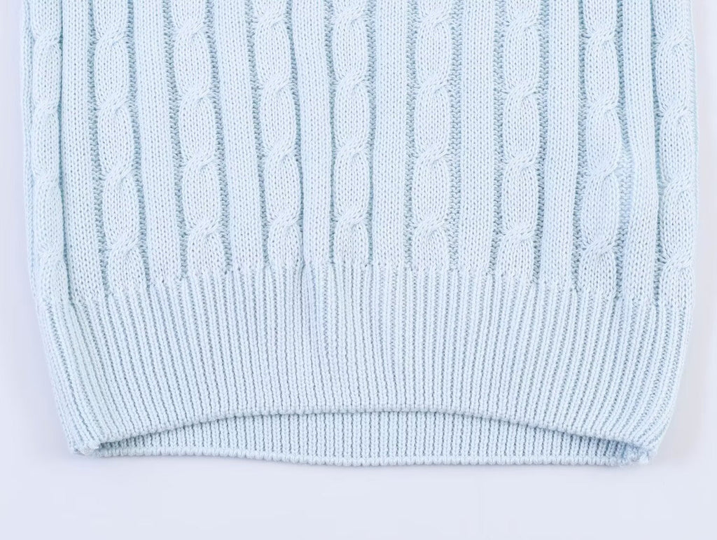 Women's contrasting fake two-piece knitted sweater