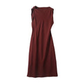 Women's new Fashion Knot Neck Design Comfortable Sleeveless Midi Dress