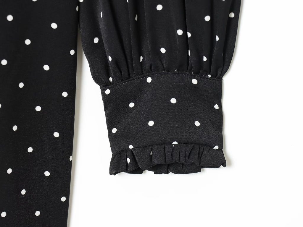 Women's new scarf decoration dot print mini dress