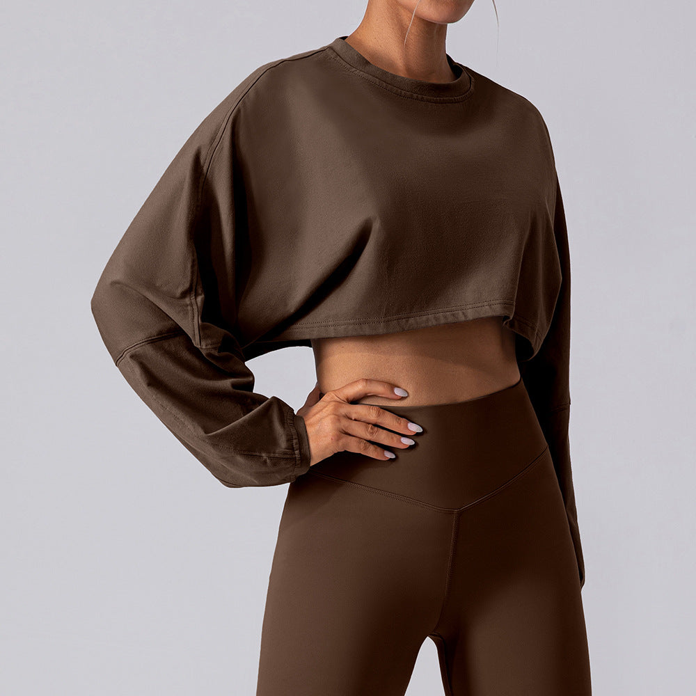 Women's New Fashion Joker T-shirt Sports Short Bottoming Shirt Yoga Running Loose Long-sleeved Shirt