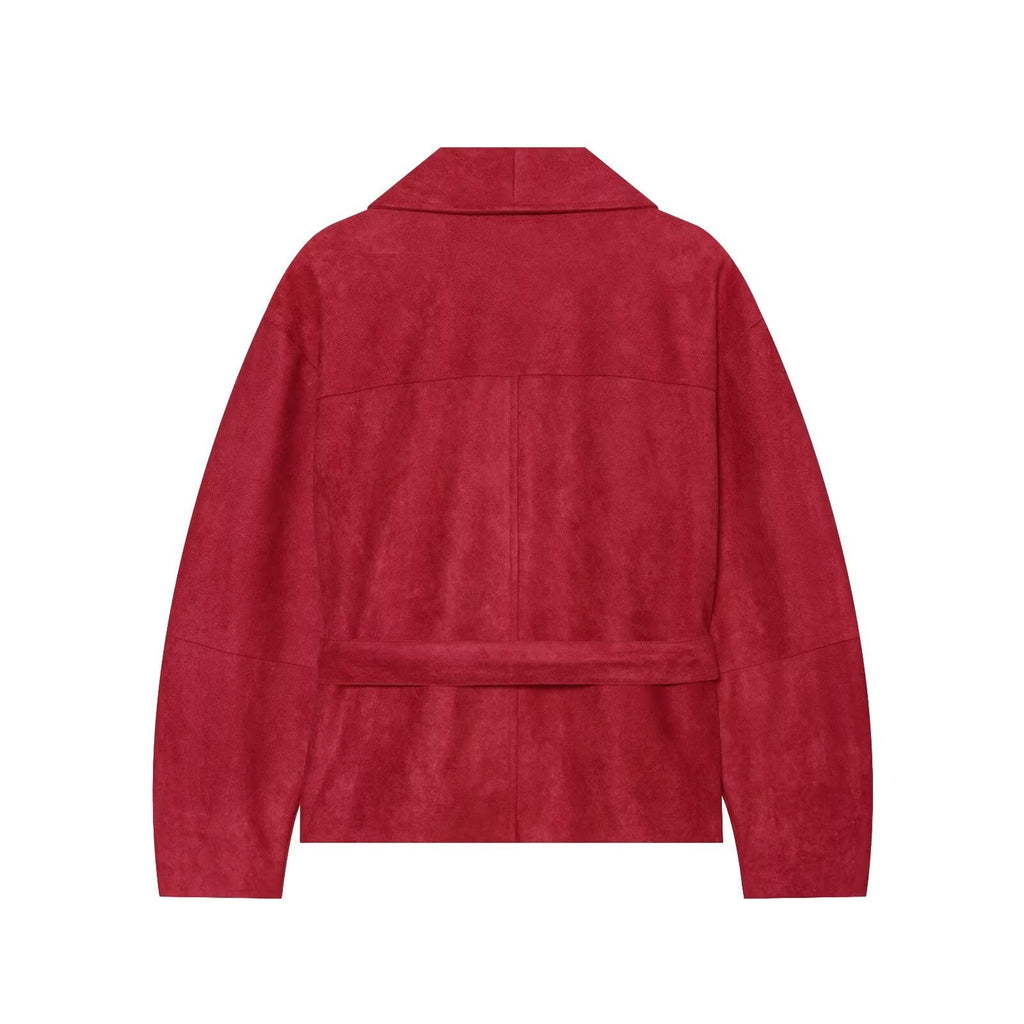Women's with belt casual lapel jacket Coat