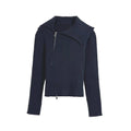 Women's new fashion double zipper lapel ribbed knitted Coat