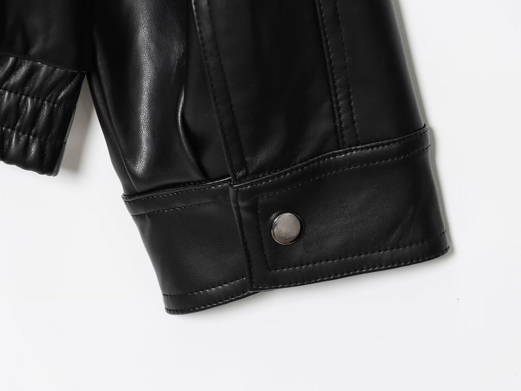 Women's new fashion detachable faux fur collar effect jacket Coat