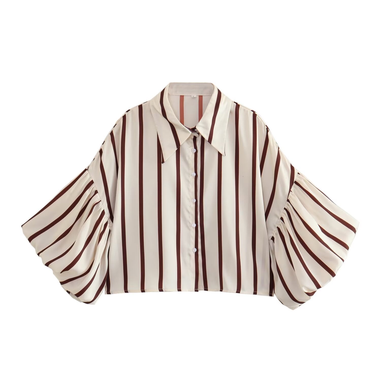 2026 Women's loose bubble sleeve printed shirt