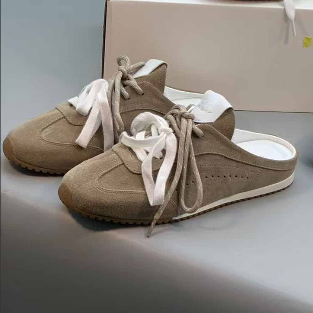 Women's new Joker Semi-trailer lace-up flat casual shoes