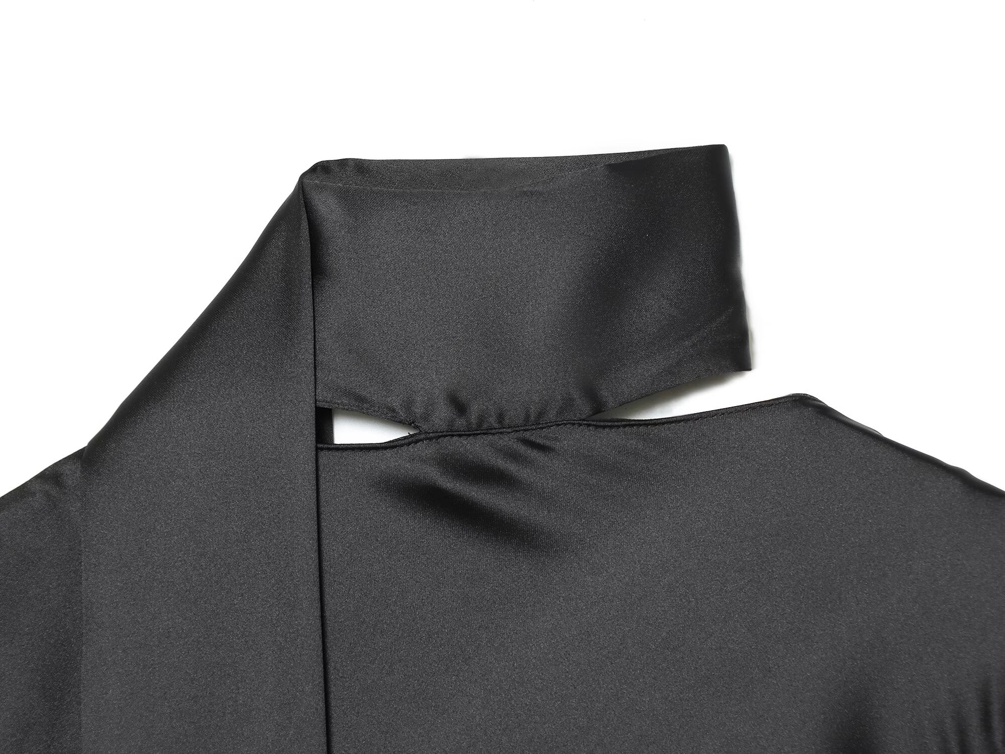 Women's scarf decoration V-neck satin textured shirt