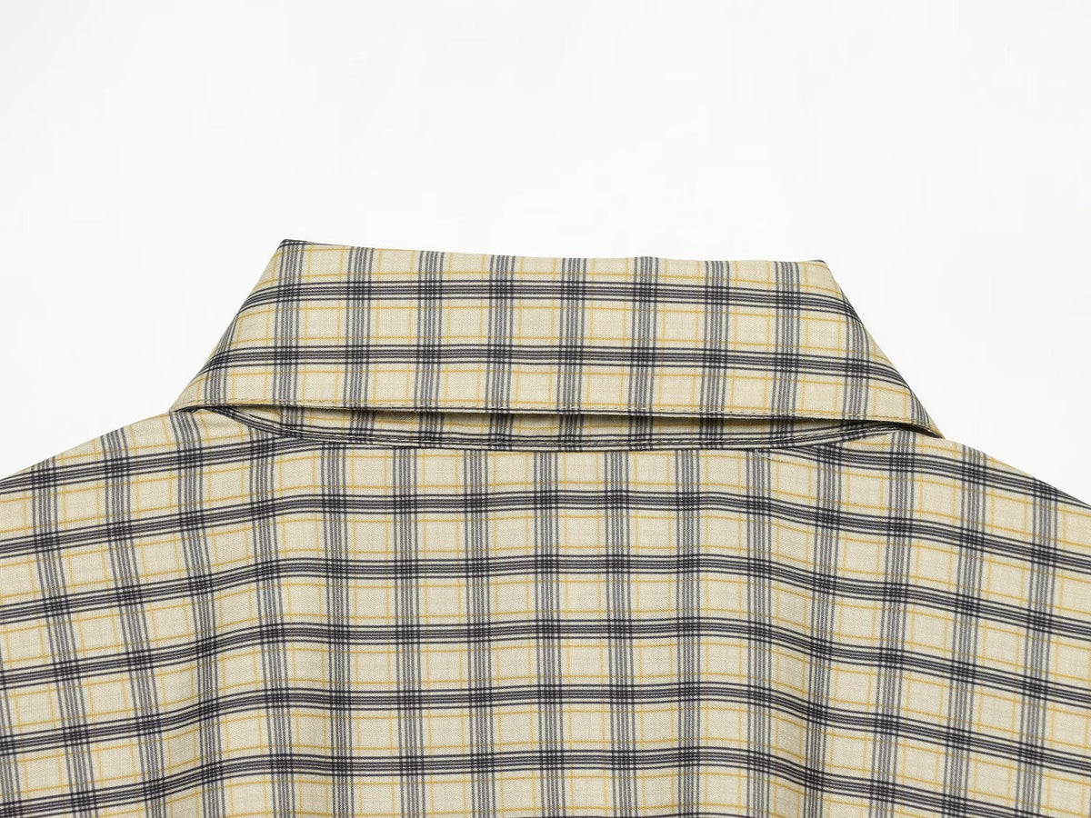 Women's casual plaid puffy shirt