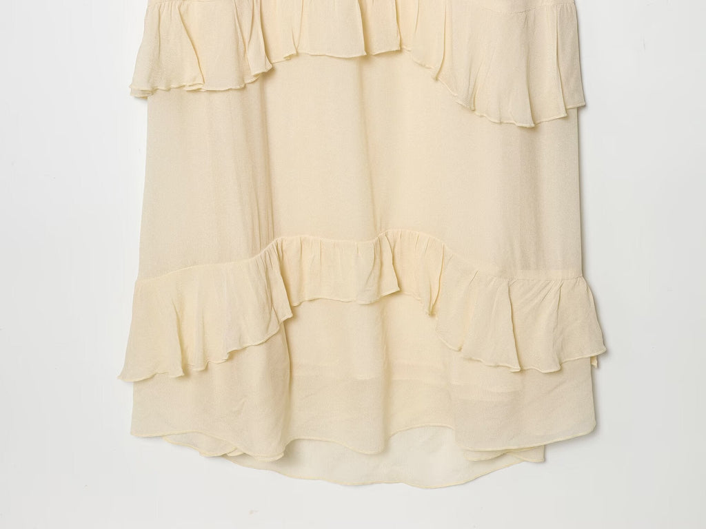 Women's layered decorative V-neck MIDI dress
