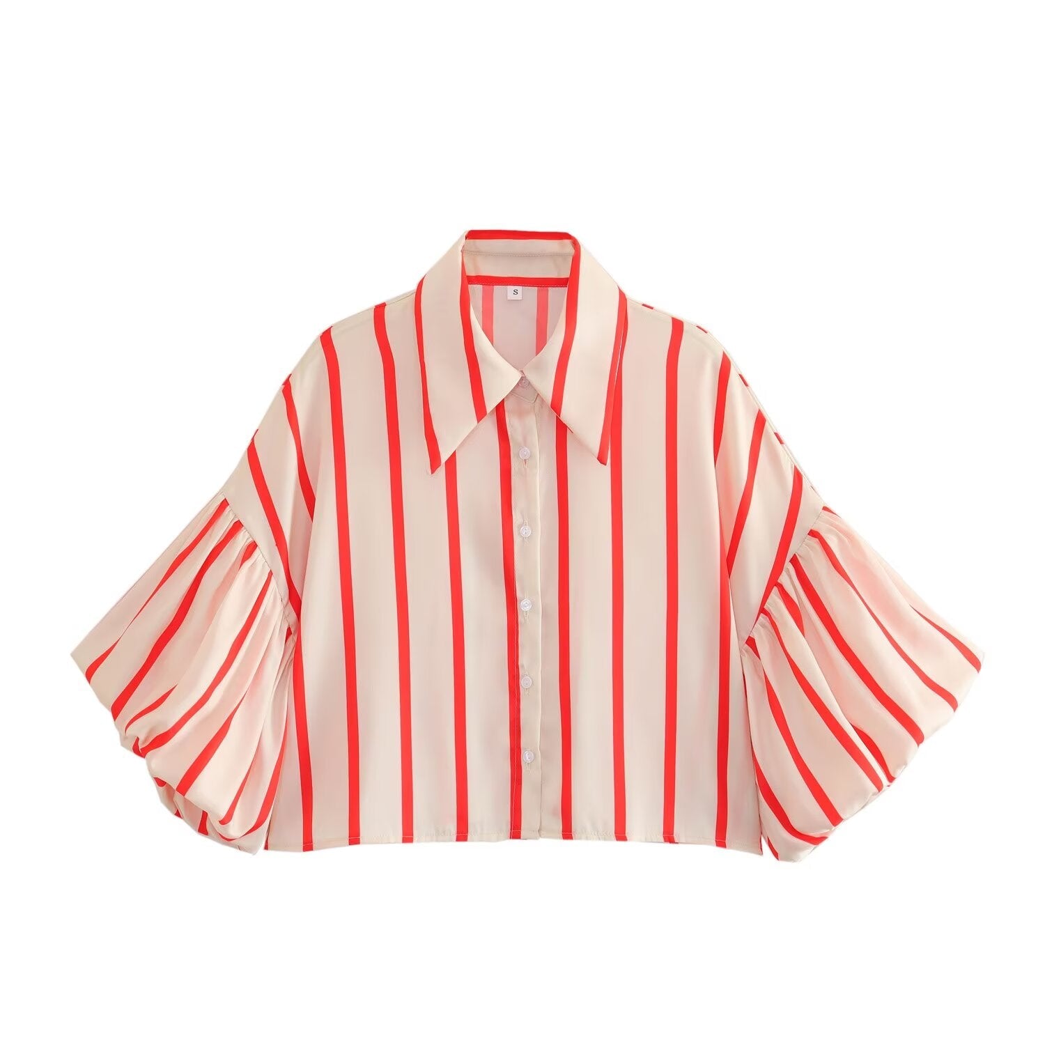 2026 Women's loose bubble sleeve printed shirt