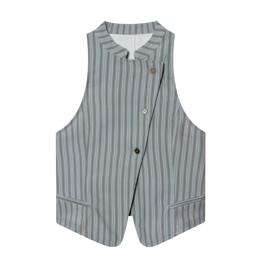 suit Women's 2 pieces sleeveless striped vest+Pants