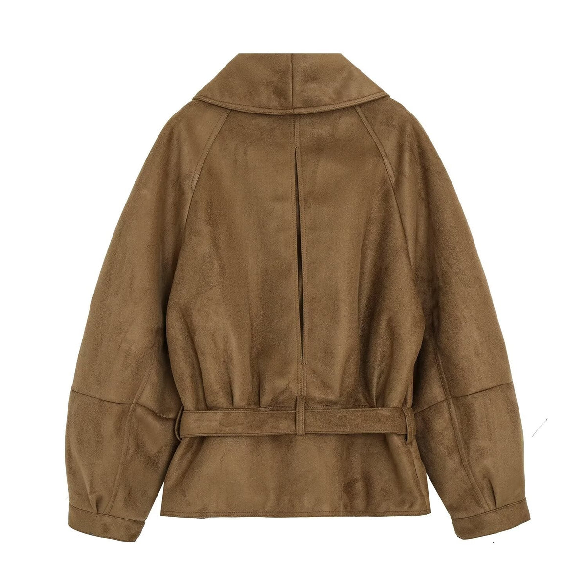 Women's with belt suede texture effect jacket Coat