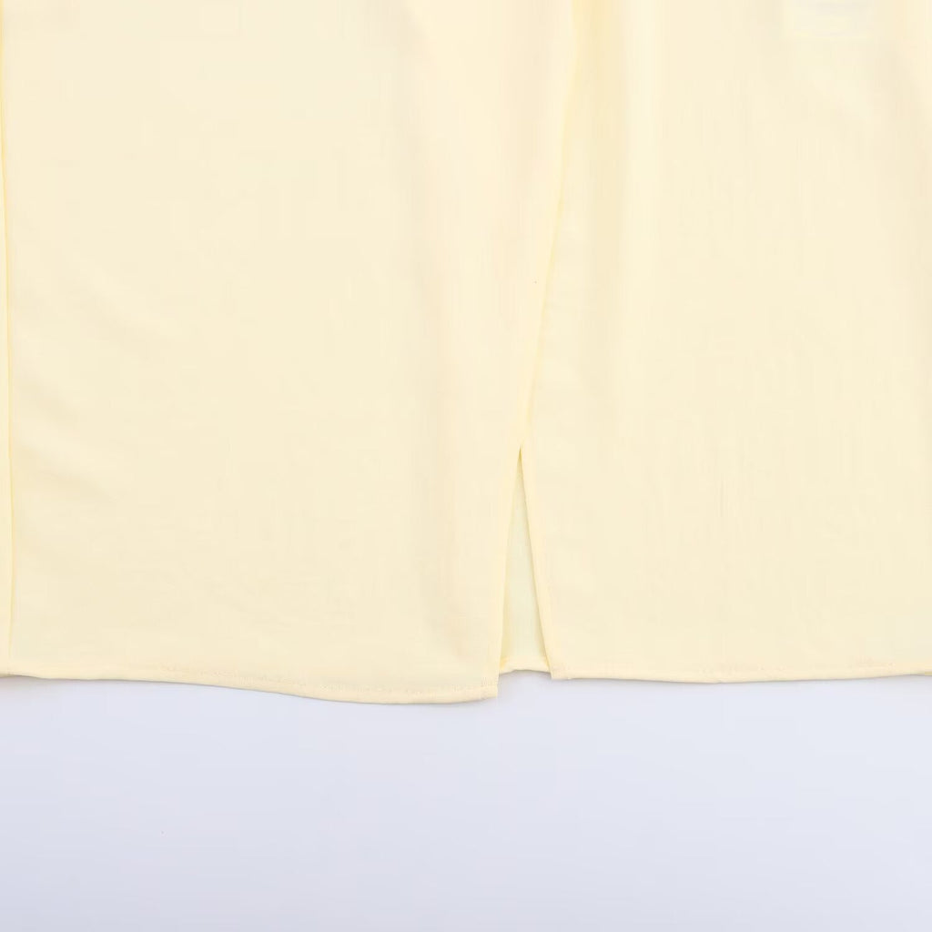 Women's New Fashion Knot Decoration Opening Design Midi Dress