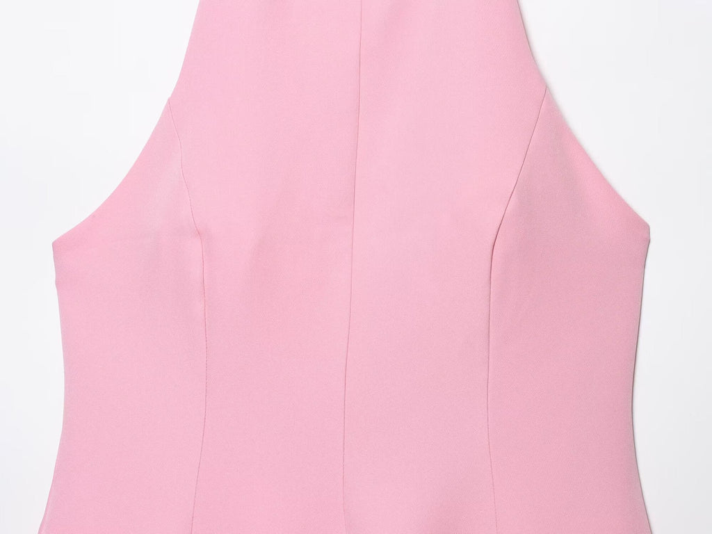 Women's Summer Fashion Wave style Hanging Neck Mini Dress