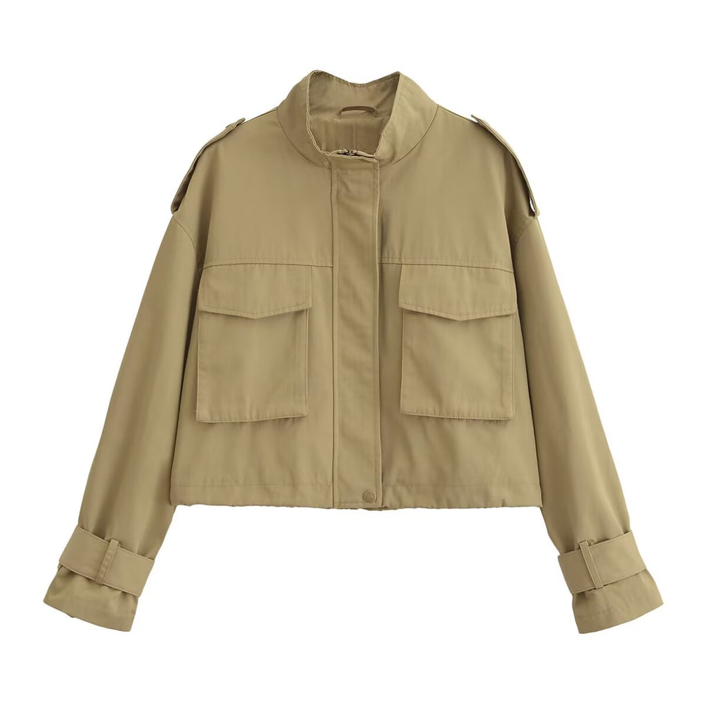 Women's 2025 new fashion short standing collar jacket Coat