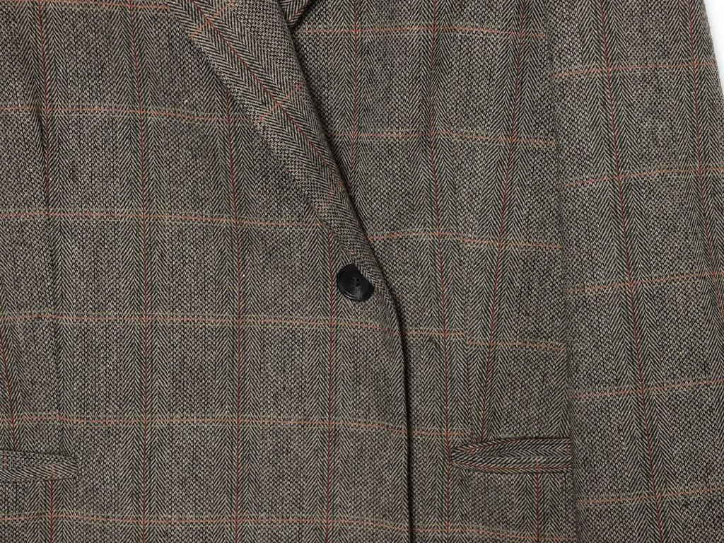 Women's loose wool blended plaid Blazer Coat