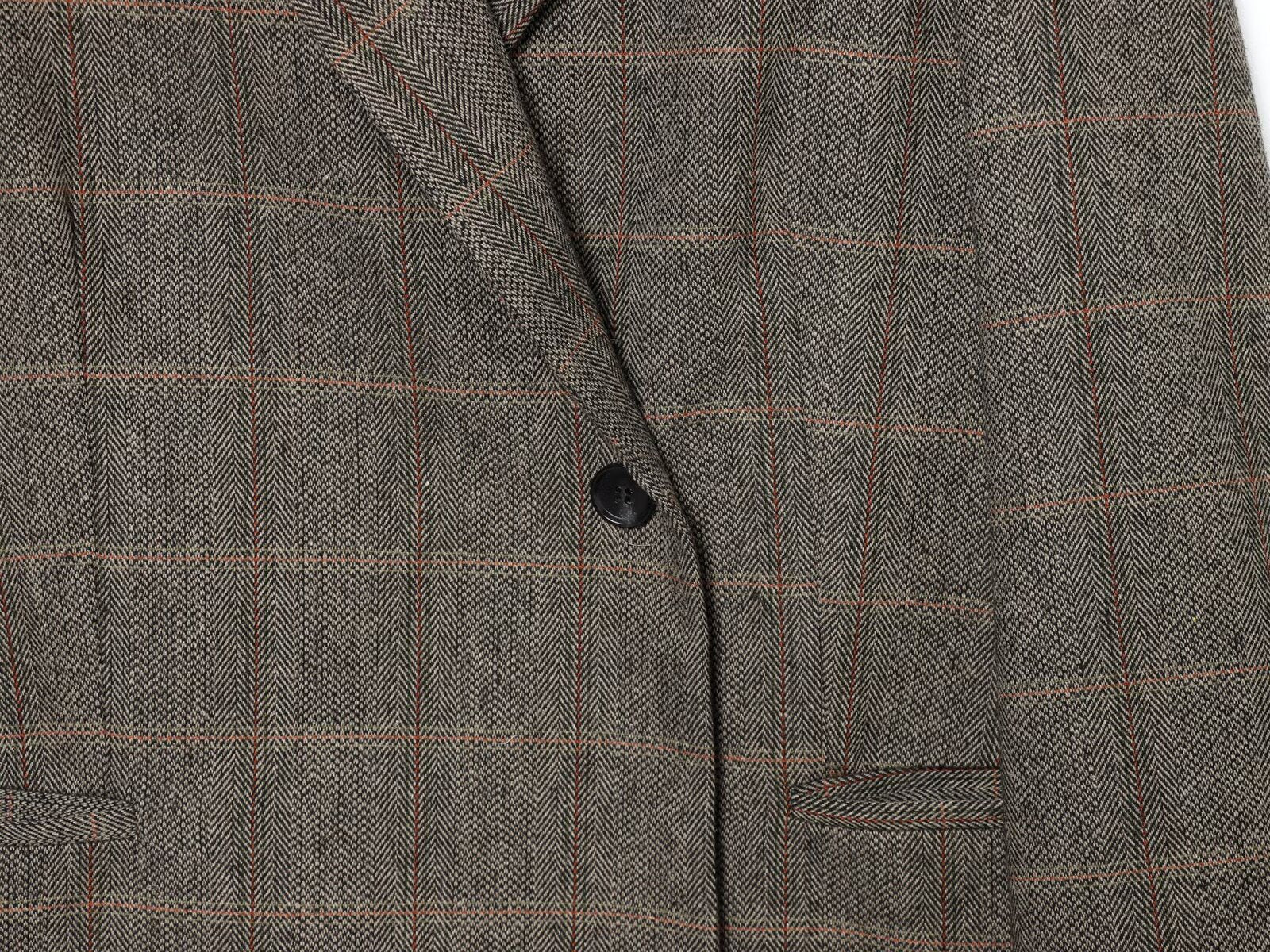 Women's loose wool blended plaid Blazer Coat