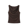 Women's New Fashion Cotton Sleeveless Swing Neck T-shirt Top