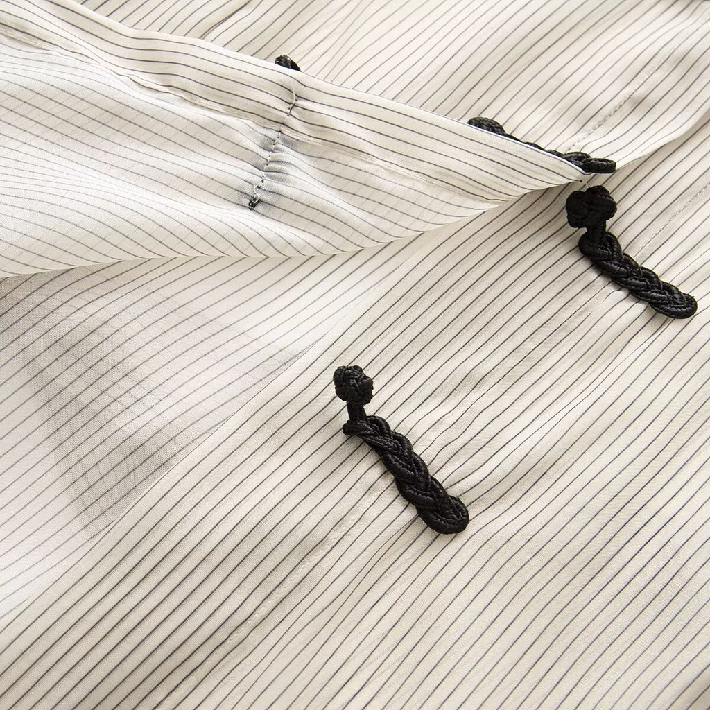Women's O Neck striped rope button shirt