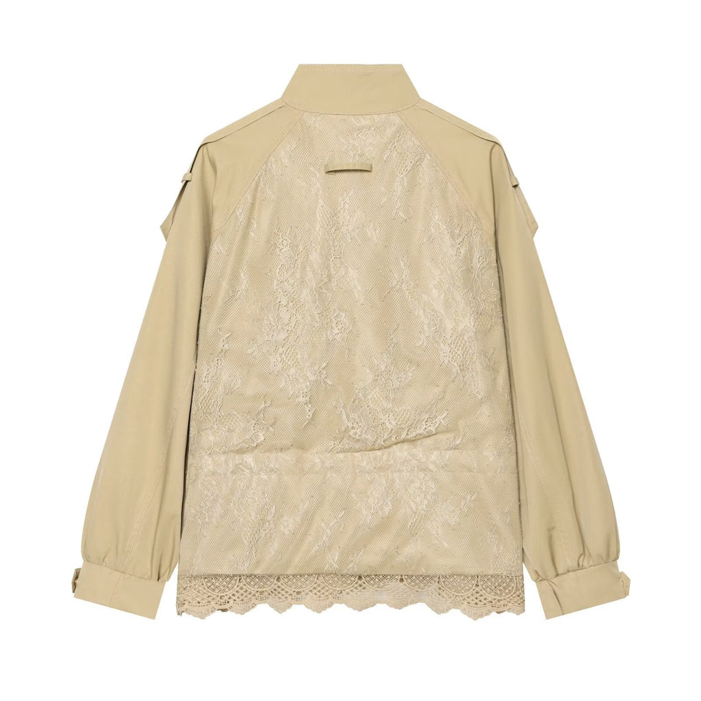 Women's casual lace patchwork workwear jacket