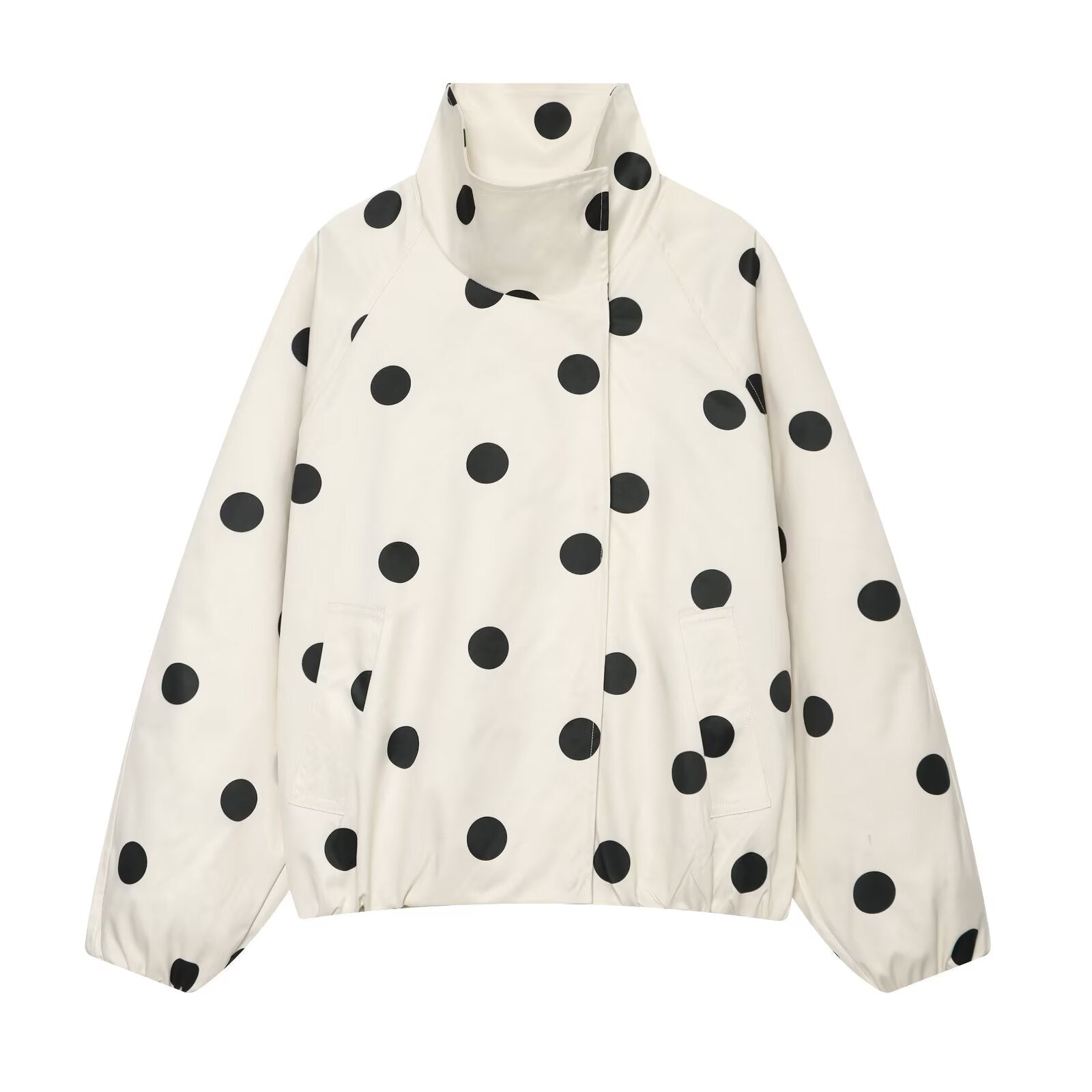 Women's standing collar polka dot pilot jacket Coat