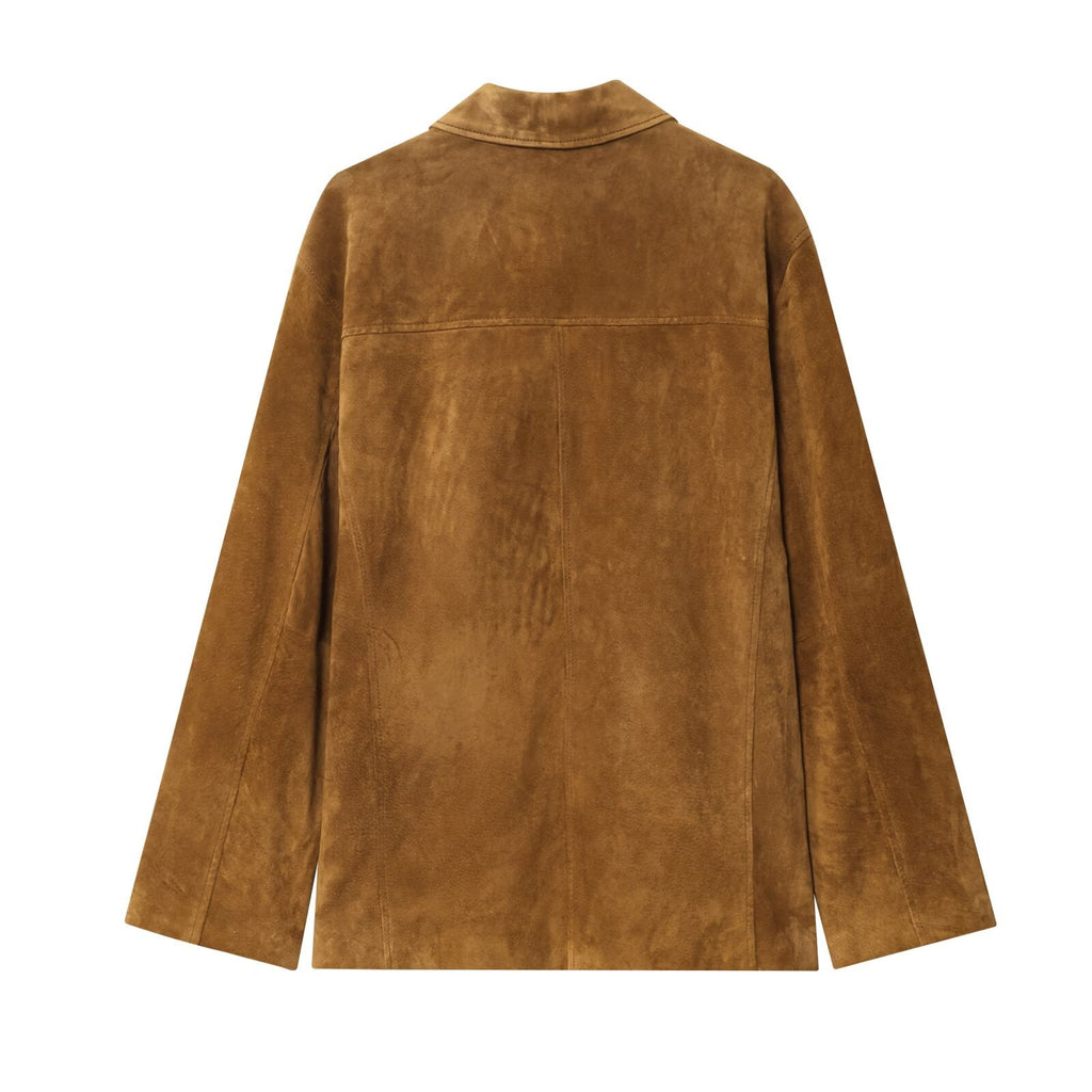 Women's new fashion anti suede effect loose lapel Button-up jacket