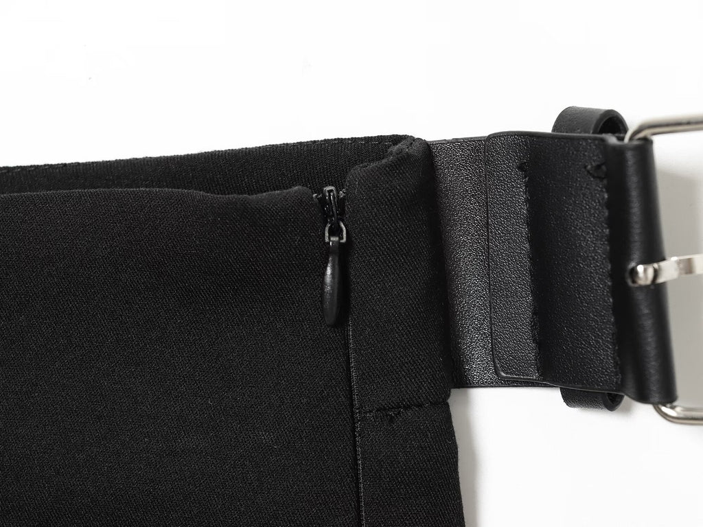 Women's new fashion belt decoration wide pleated Shorts Skirts
