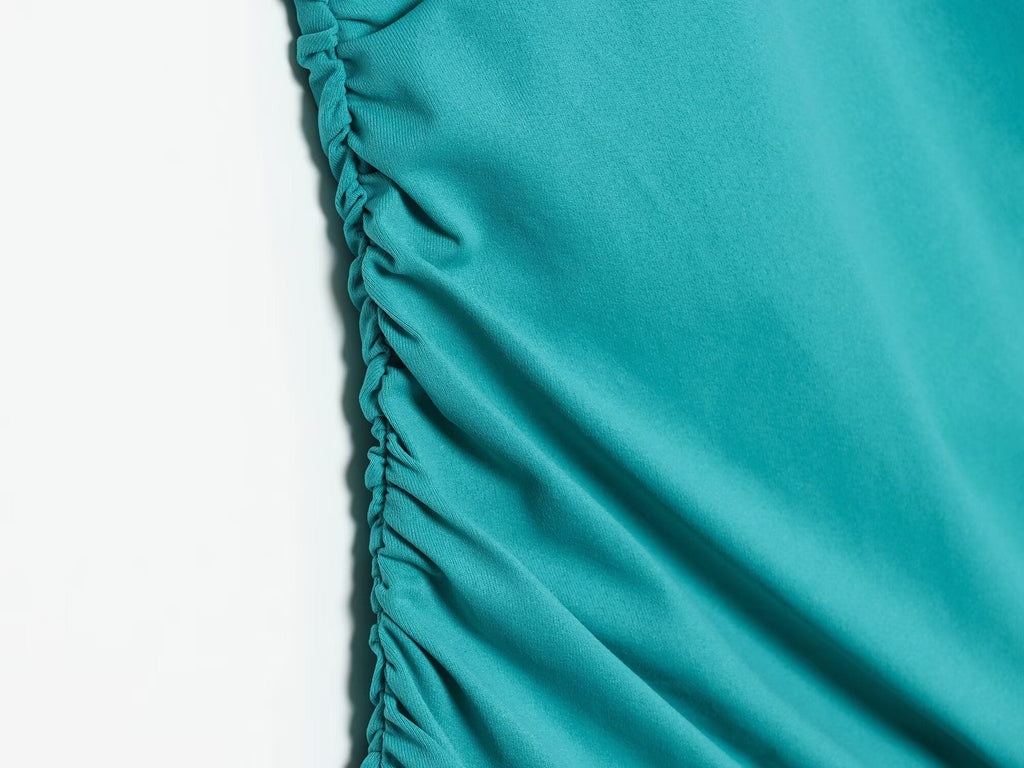 Women's slit design pleated Midi dress
