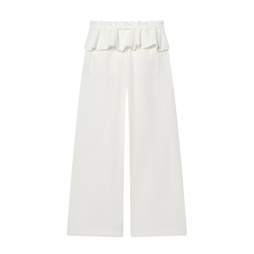 Women's layered waist design casual nylon pants