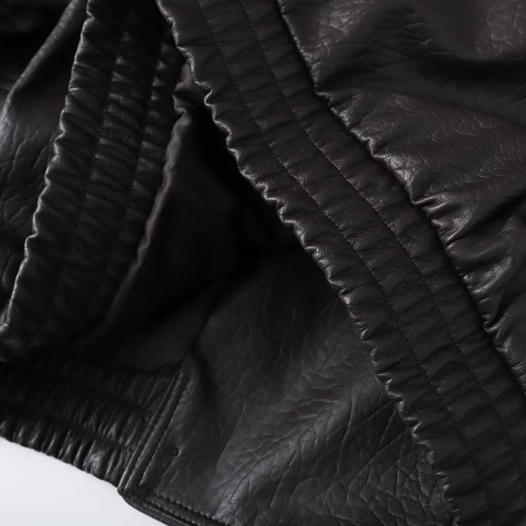Women's detachable collar Faux Leather jacket Coat