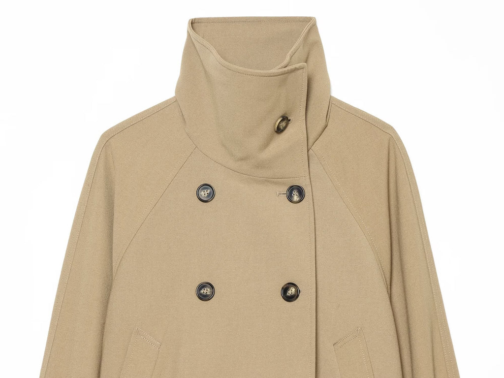 Women's with drawstring double breasted windbreaker Coat