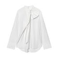 Women's 2026 loose bow decoration poplin shirt