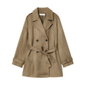 Women's new fashion with Belt loose suede effect windbreaker jacket