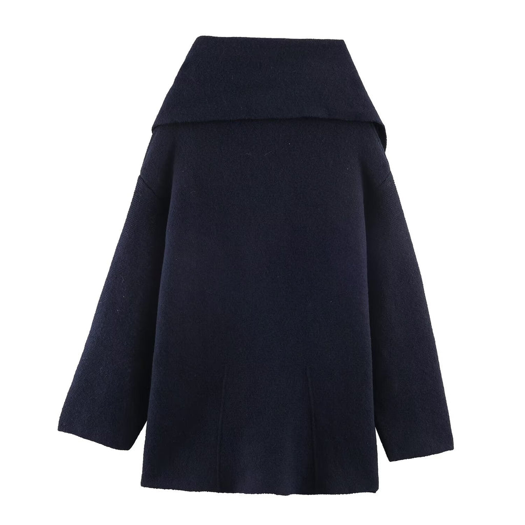 Women's with scarf long sleeved knitted Coat