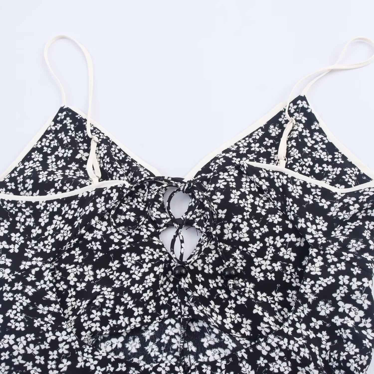 Women's Sweet Fashion Flower Printed suspender Midi Dress