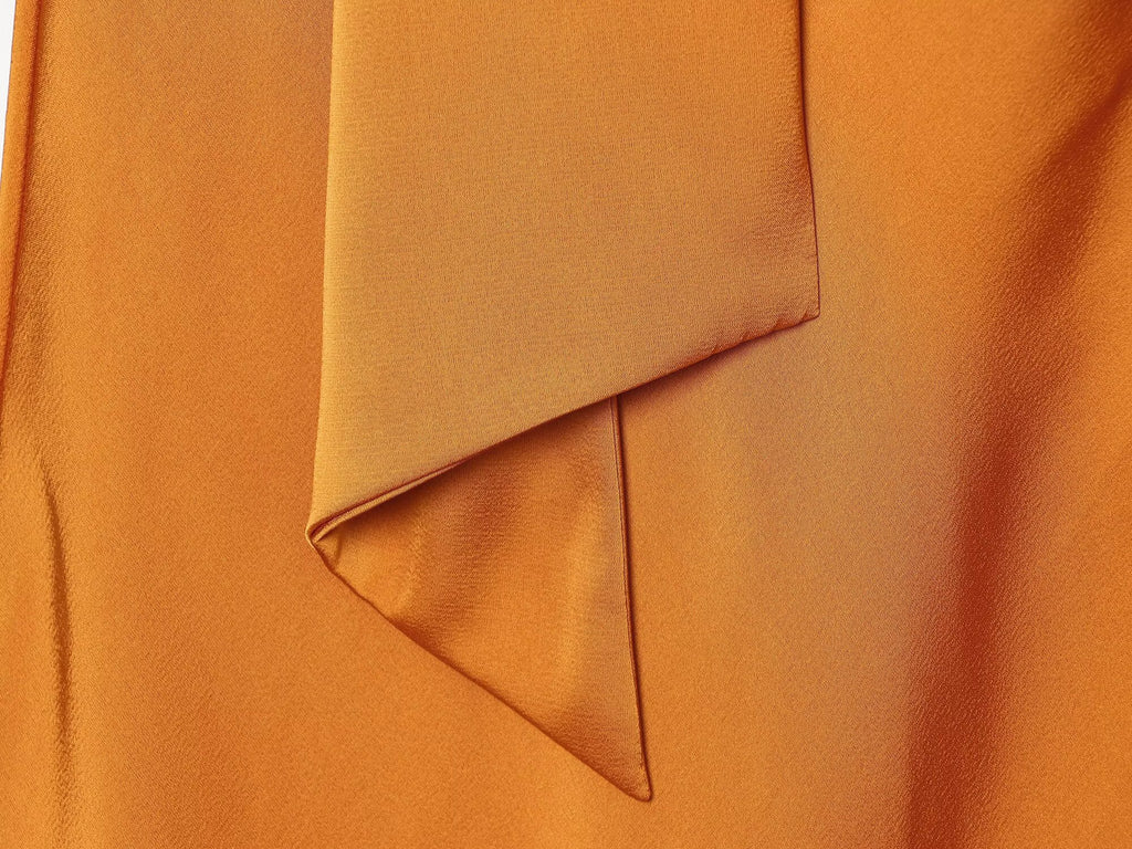 Women's satin texture hanging neck MIDI dress
