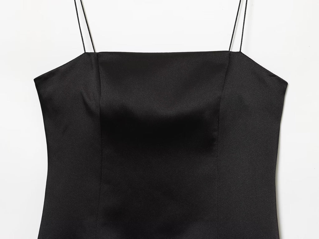 Women's new satin texture sexy lace suspender mini dress