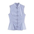 Women's short skirt style hem striped shirt