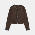 Women's new fashion interwoven decorative layer O Neck knitted Coat
